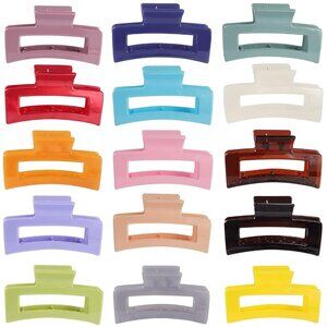 Elegant 15 Colorful Hair Claw Clips - Durable Non-Slip Barrettes for Women